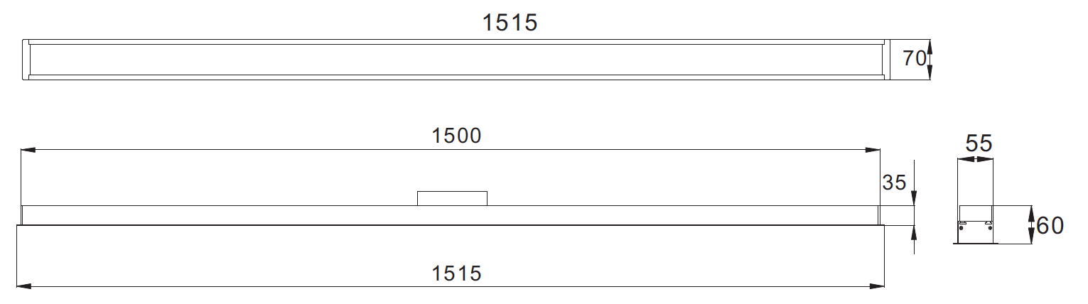 STL288- 1500-4000 Sammenkoblet LED-forsænket lineær belysning Dimensioner