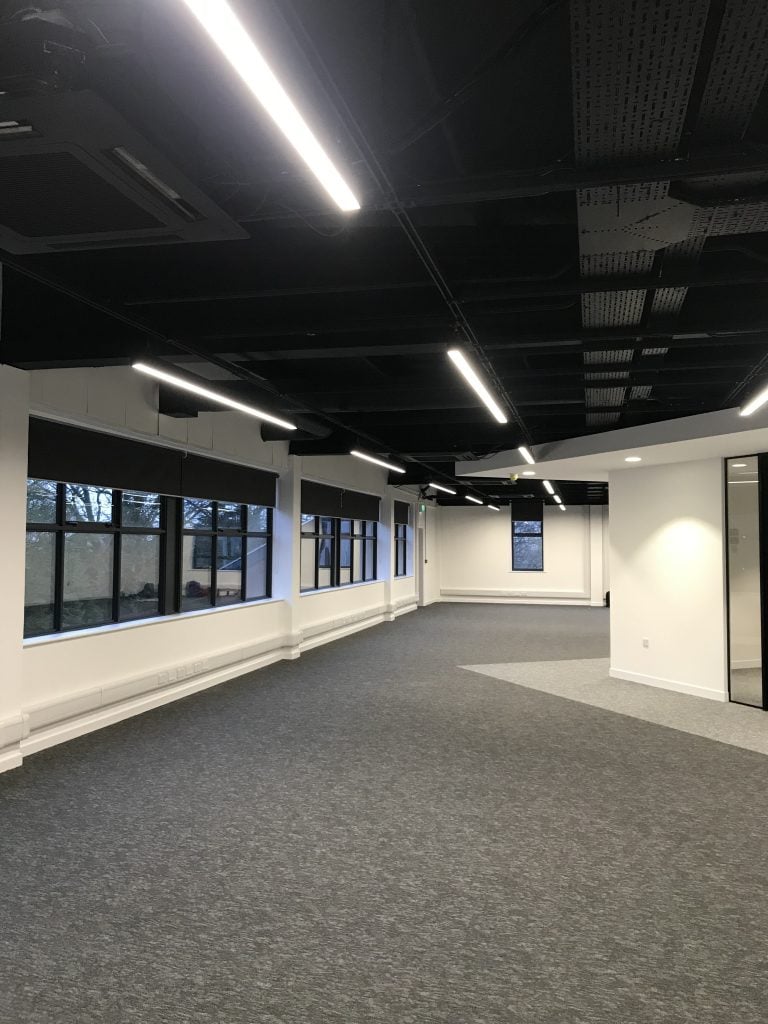 Commercial Office with linear led Lighting long area Black