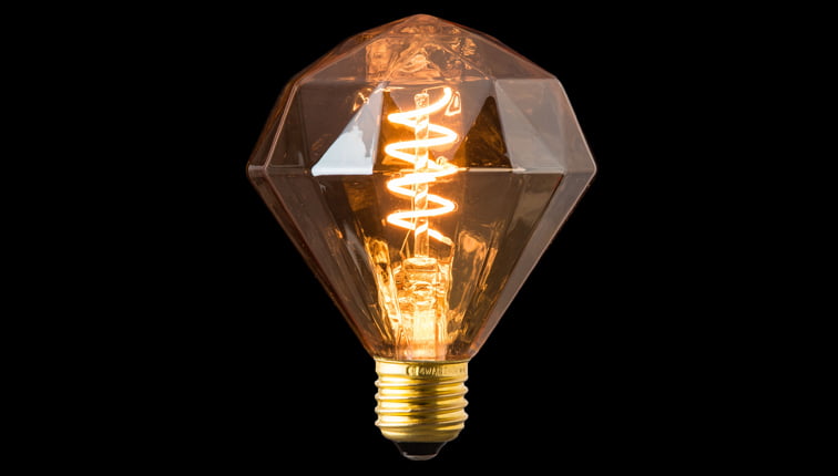 Diamond filament bulb turned on